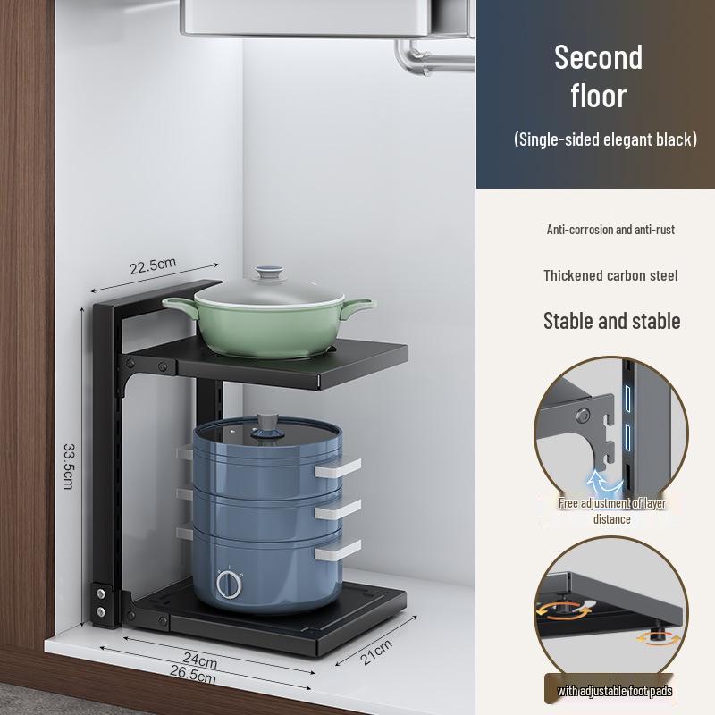 Flerlagrigt köksförvaringsställ för bänkskivor och under diskbänken - Organisera kastruller och stekpannor