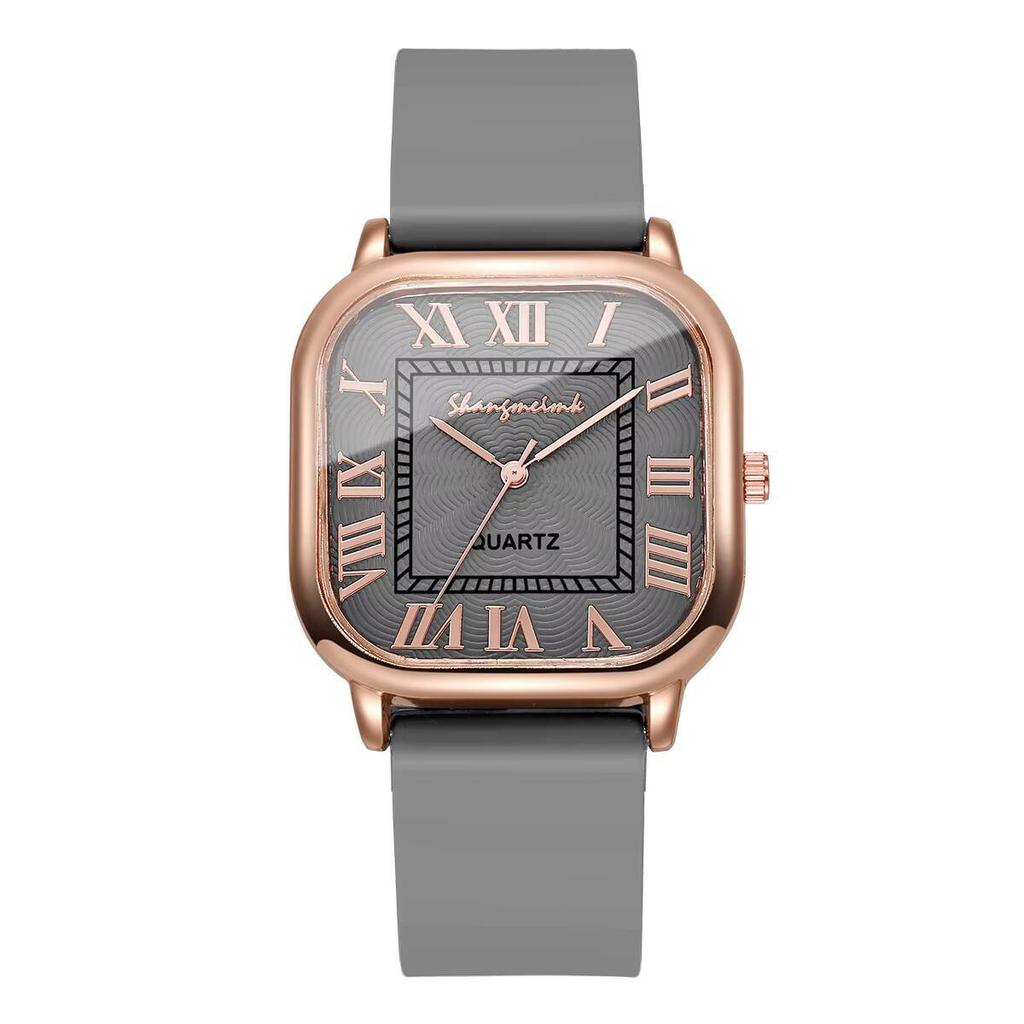 Mode Rom Zifferblatt Damen Uhren Quadratische Quarzuhr Lässige Silikonband Armbanduhr Reloj Mujer