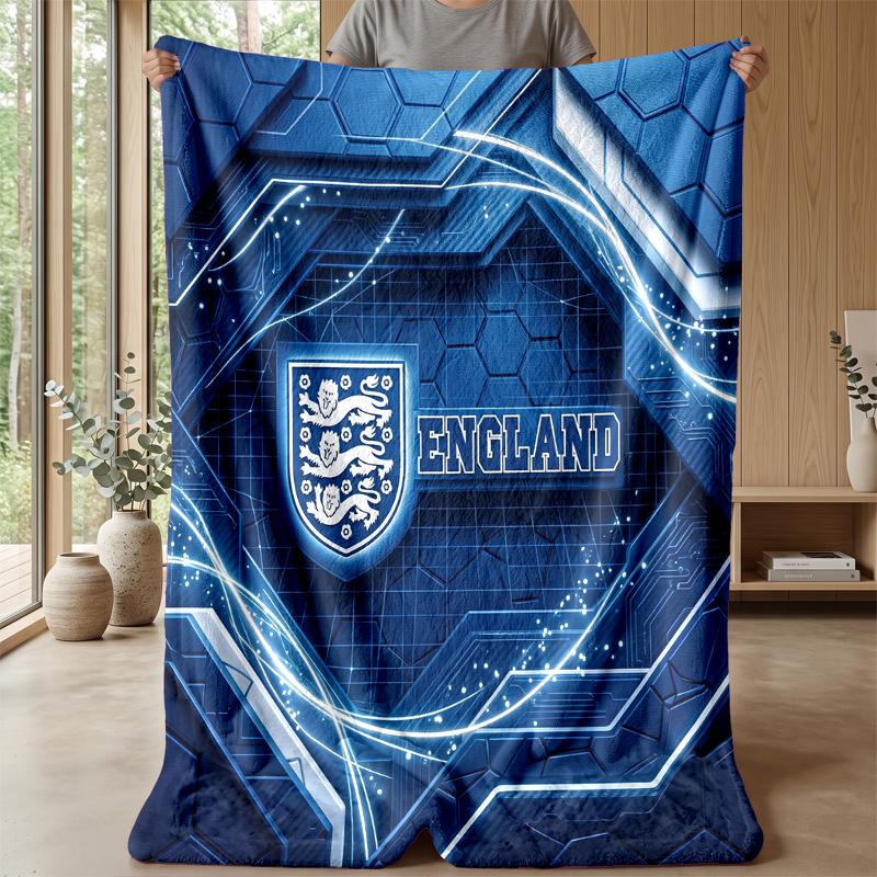 England Football Printed Flannel Blanket Skin Friendly Warm Decorative Throw for Indoor Couch Bed Daily Use