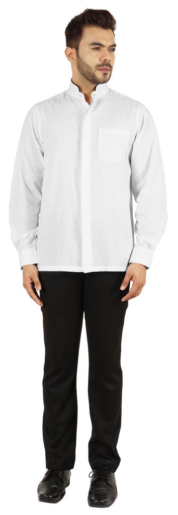 BestMan Pevná pánská košile s dlouhým rukávem pro přední čínský límec s dvojitým knoflíkem