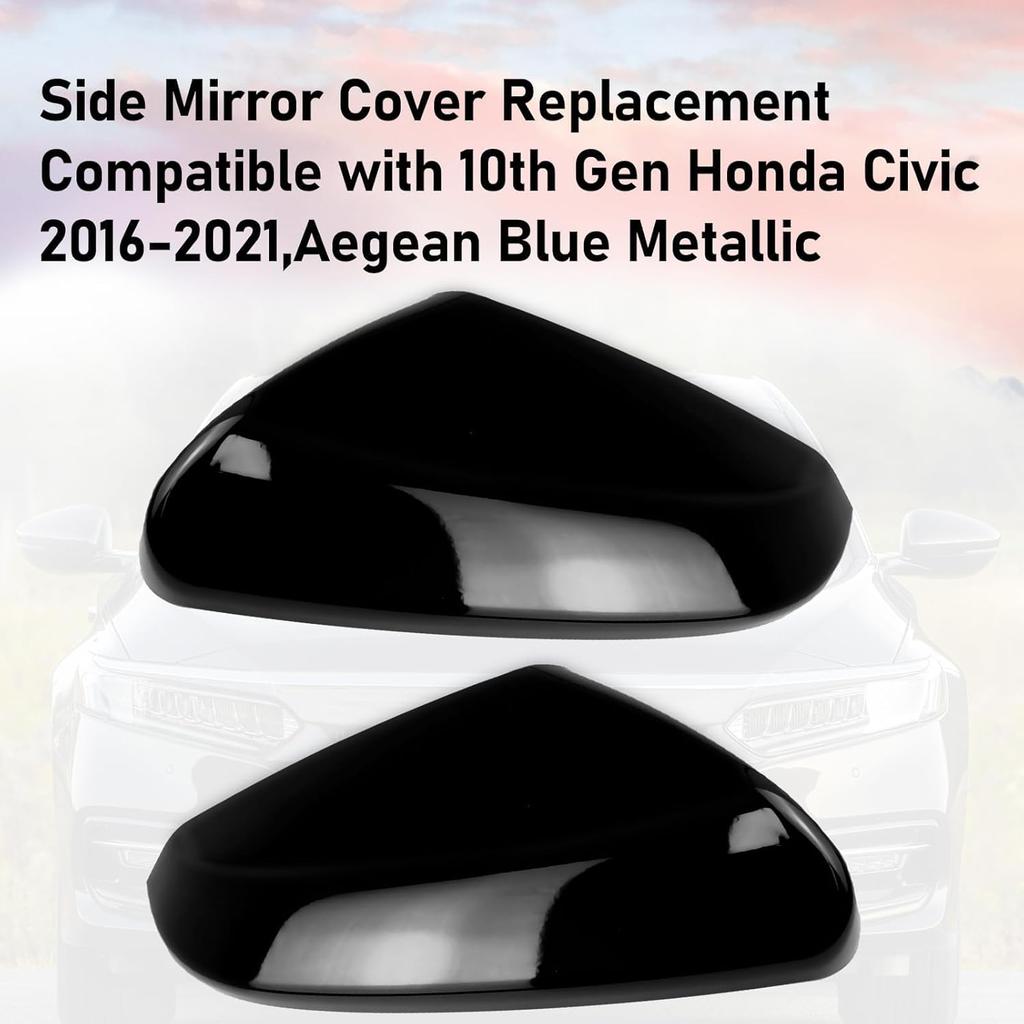 Moonlinks Compatible With 2016- Honda Civic Side Mirror Cover Replacement,Glossy Black LH & RH Side Door Rearview Mirror Cap Trim For 10Th Gen