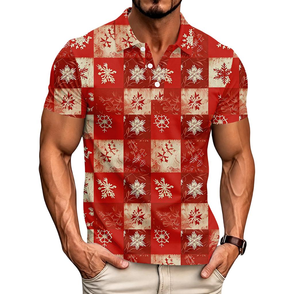 Men's Relaxed Fit Christmas Print Short Sleeve T-Shirt for Casual Holiday Wear