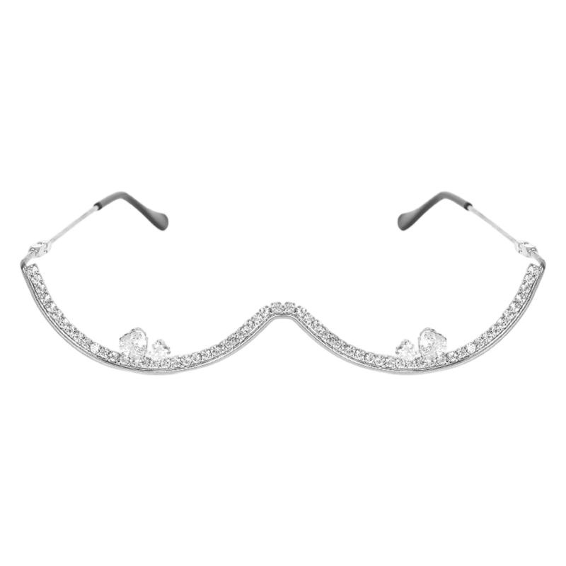 Stylish Metal Frame Glasses With Sparkling Rhinestones Costume Accessories Decoration For Cosplay And Parties