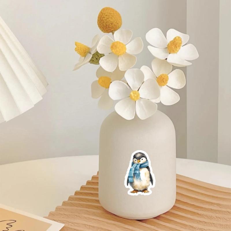 17pcs Cute Watercolor Antarctic Penguin Stickers,Handbook Scrapbooking Literature And Art, Decoration Mobile Phone journaling
