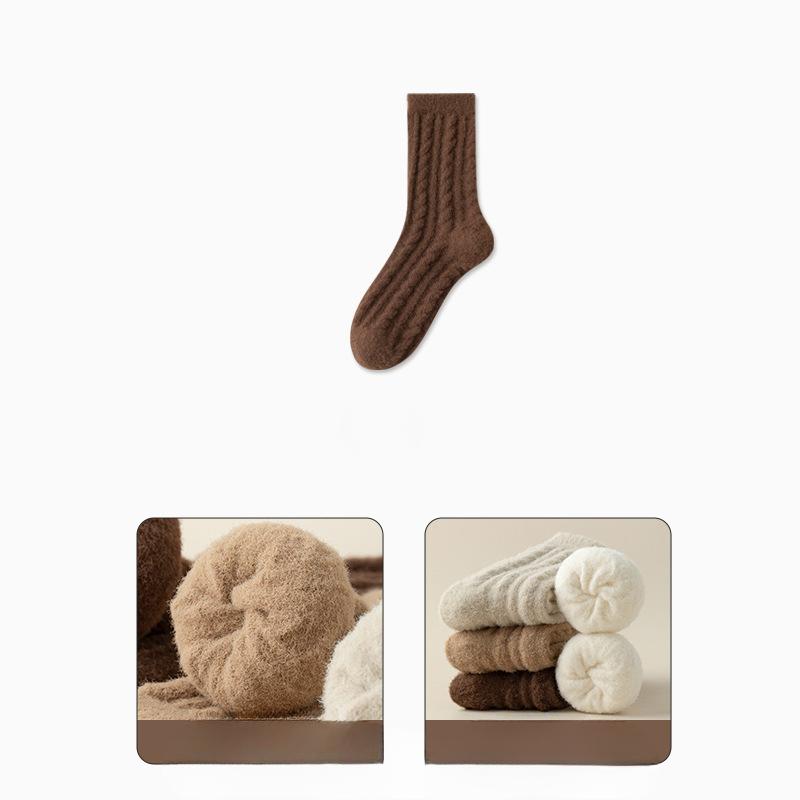 Australian Fleece Mid-calf Socks for Women's Winter, Thickened with Fleece, Double-sided Faux Cashmere, Warm Sleep, Pile Long Socks for Autumn