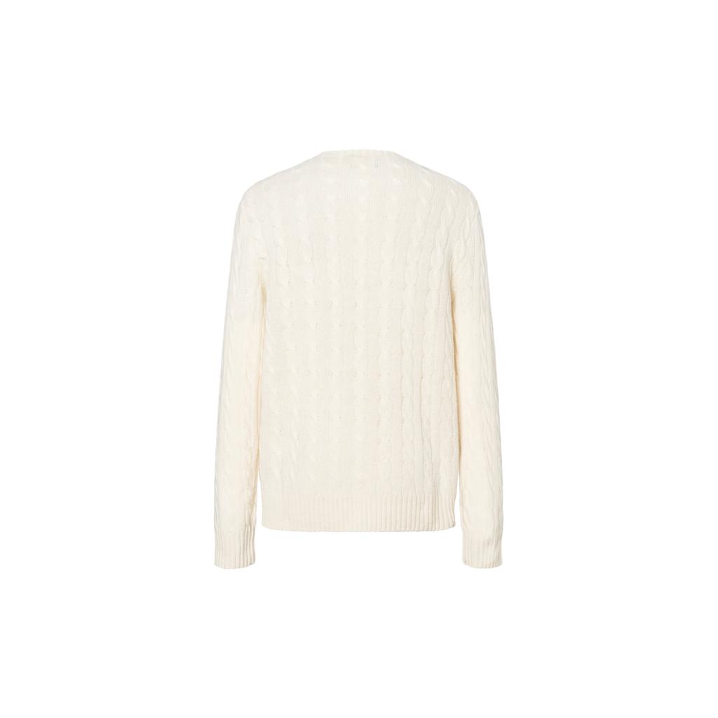 Polo Ralph Lauren FW21 Chunky Knit Logo Embroidered Pullover Sweater Men Sweater White 710719546001