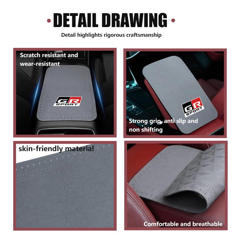 For S1 Car Armrest Box Pad Suede Auto Armrest Mat Car Accessories GRsport Yaris Corolla Rav4 CHR Auris Cruiser Highlander JH0