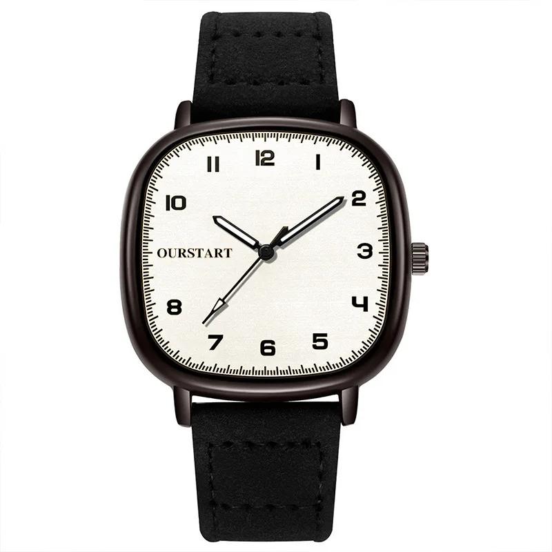 Vintage Square Dial Leather Belt Wristwatch Brand Quartz Watch Youth Student Watch Casual Fashion Men Women Gift Clock