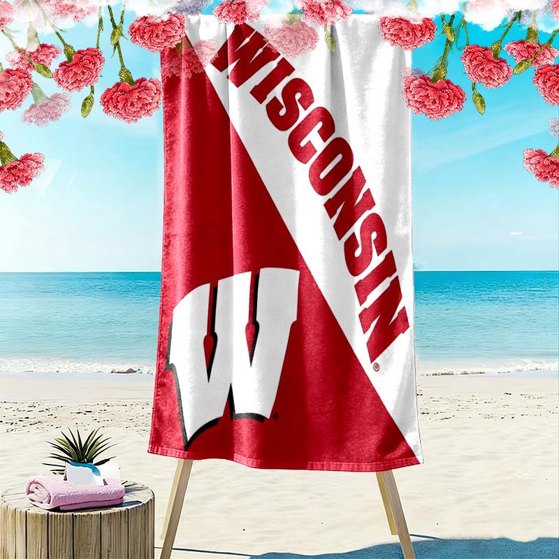 Wisconsin Badgers Druck Strandtuch, Großes Weiches Schnelltrocknendes Handtuch für Strand Camping Schwimmen