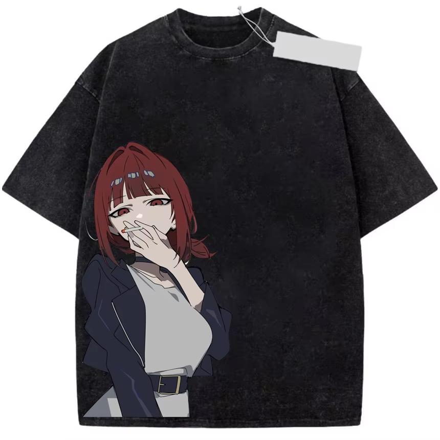 Anime Behind the Supermarket With You Smoking Harajuku Style Summer Unisex Cartoon Yamada Washed Women And Men T-Shirt