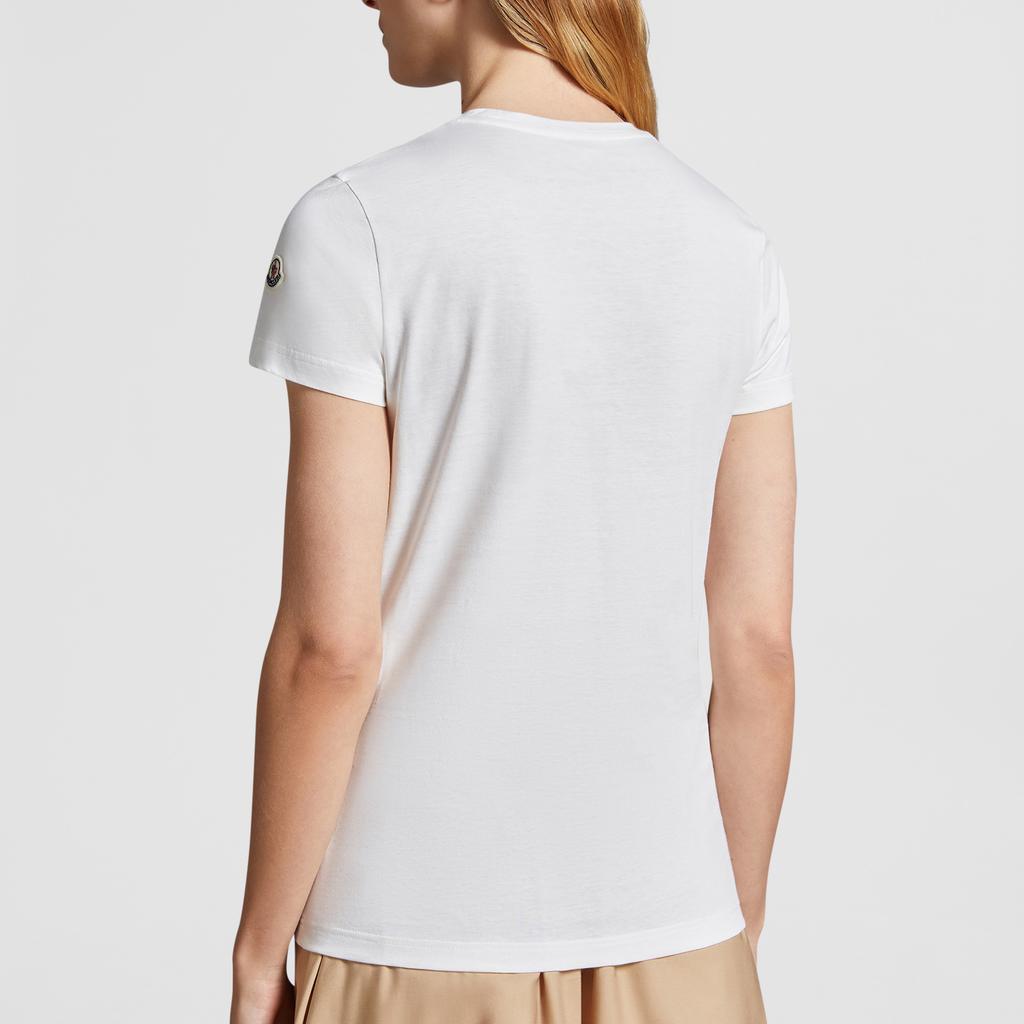 Moncler Solid Color Round Neck Regular Fit Short Sleeve T-Shirt Women Tops White J1-093-8C73200-V8058-033