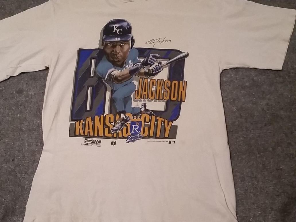 VINTAGE BO JACKSON T-SHIRT White Unisex Short Sleeve A258 L