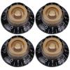 4Pcs Tone Control Knob Transparent Bell Volume Musical Instrument Accessories forGuitar BassGold with Black Letter