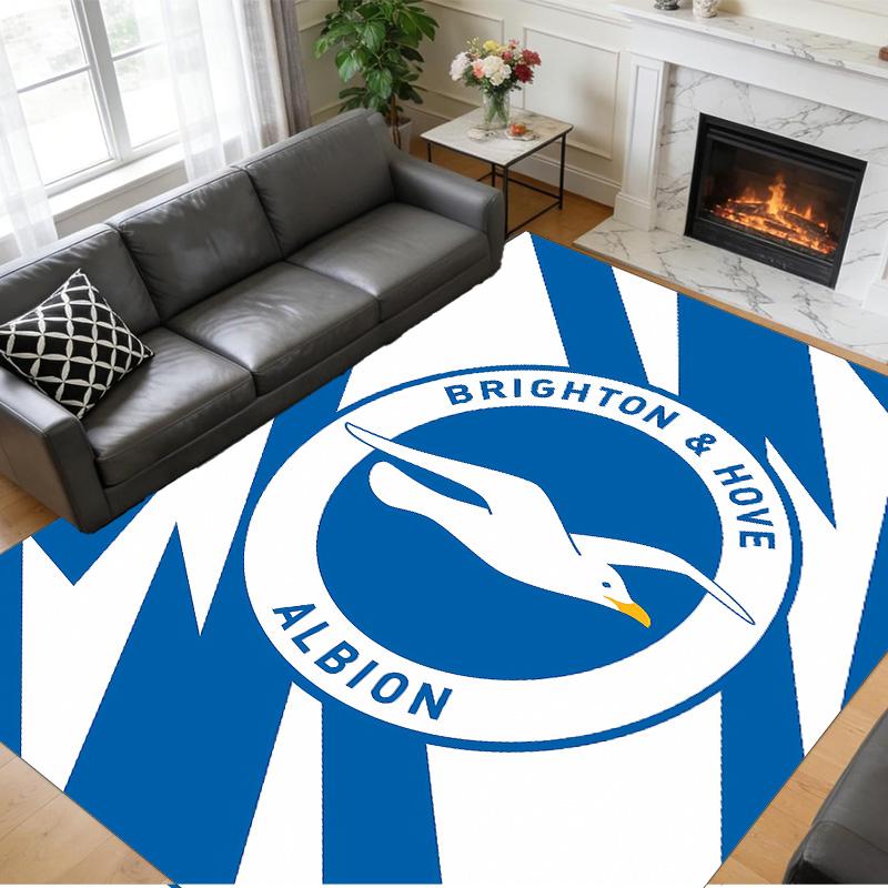 Anti‑Slip Crystal Velvet Floor Rug, Brighton Hove Albion Design Carpet for Indoor Living Bedroom Home Decoration