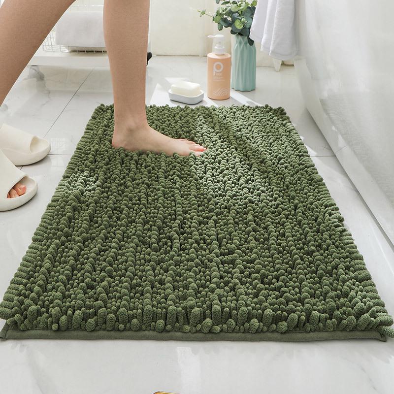Chenille Long Pile Bathroom Mat - Water Absorbent & Anti-Slip Foot Pad for Home Use