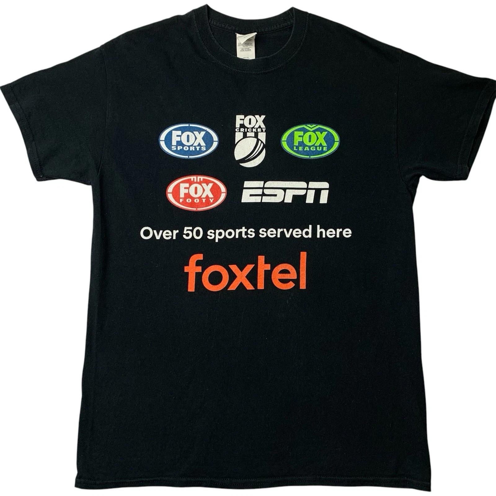 Fox Sports ESPN 100% Cotton T-shirt Mens Tees Top Mens Size Medium Foxtel AFL Football NRL Rugby League 4XL