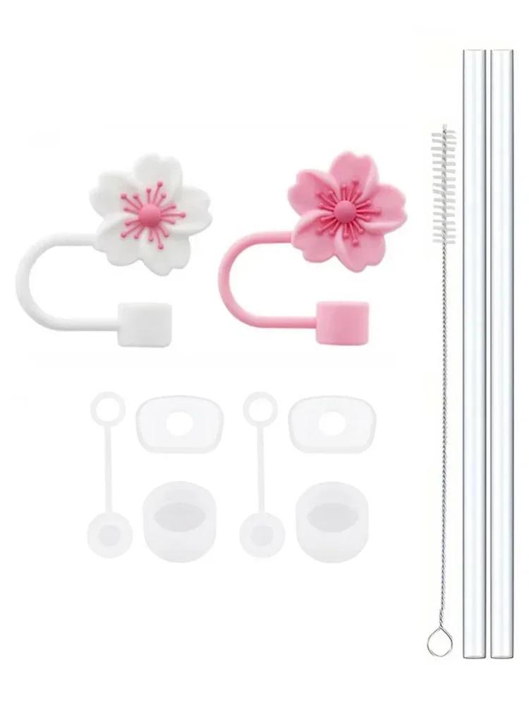 Set di 11 Pezzi di Accessori per Stanley Cup Tappo in Silicone Anti-Sversamento Copri Cannuccia Tappo Cannuccia Riutilizzabile 1 Spazzola per Pulizia 40oz 30oz