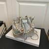 Hand Carry Pearl Bucket Bag Women's Spring New Chinese Embroidered Shoulder Bag Simple Texture Messenger Bag