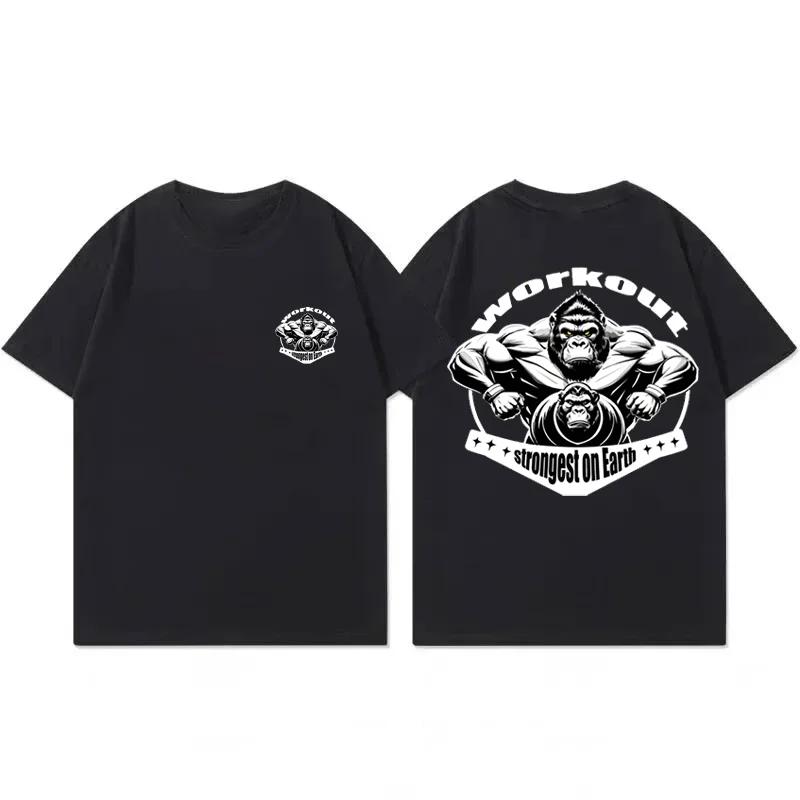 Gym Sport T Shirt Men Cotton Short Sleeve Top Man Workout Bodybuilding Tee Fashion streetwear casual loose men's clothing