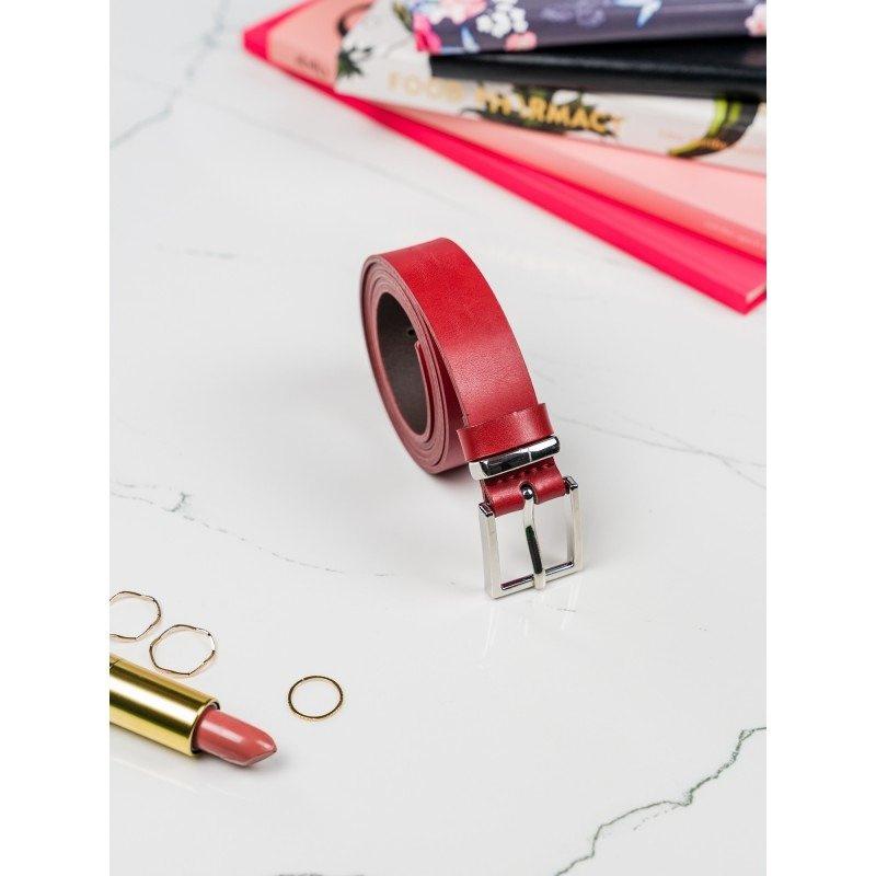 Narrow Genuine Leather Belt with a Square Silver Buckle