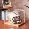 Unique Clear Helmet Display Box with Wood Base Football Helmet Display Case for Football Baseball Motorcycle Helmets
