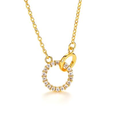 Ins Light Luxury High-end Sense Interlocking Necklace Women's Fashion Temperament Double Circle Diamond-encrusted Super Fairy Pendant Collarbone Chain