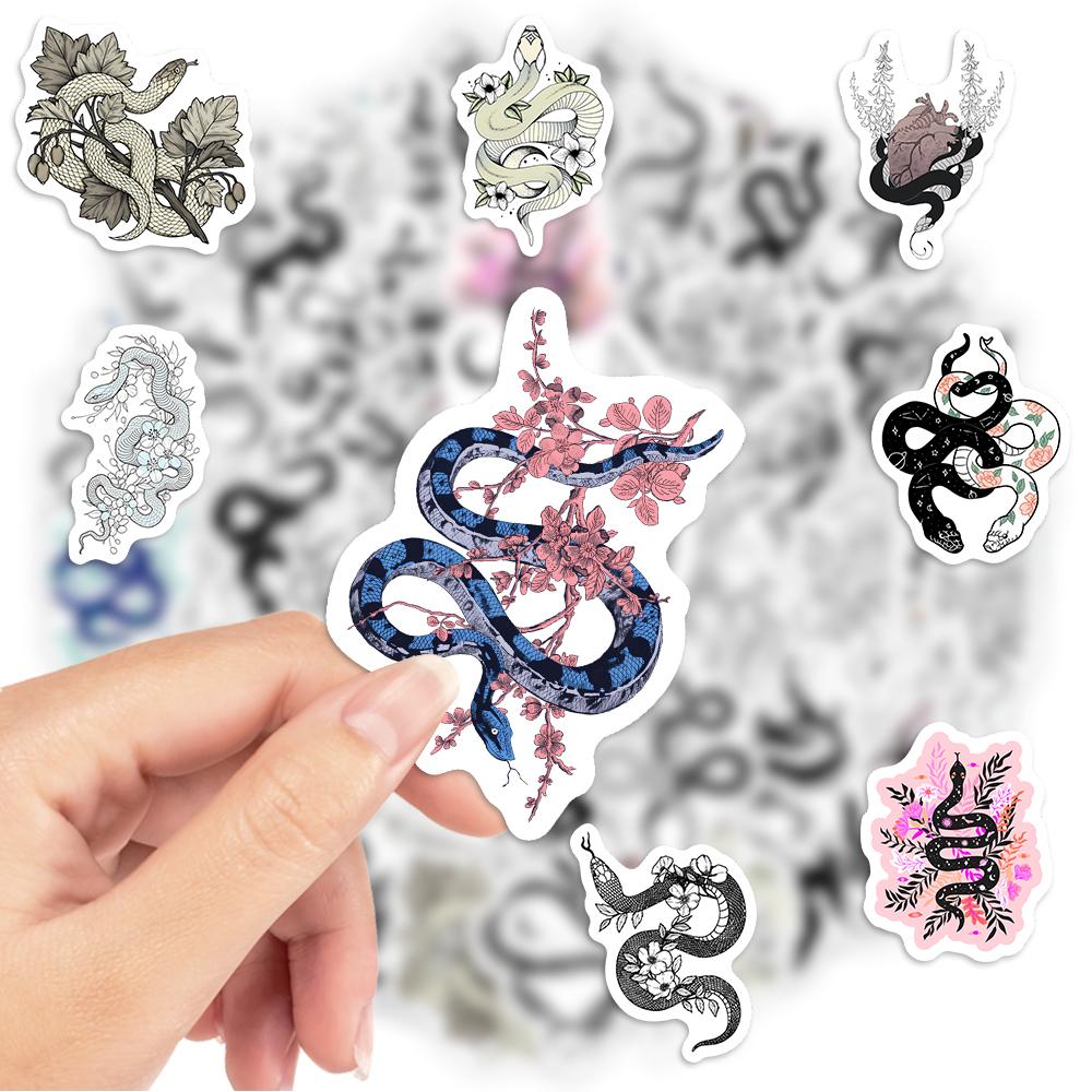 Aesthetic Snakes Pattern Stickers Tattoo Art Diy Gift Toy Waterproof Decal For Laptop Phone Scrapbook Luggage Bottles Decorative