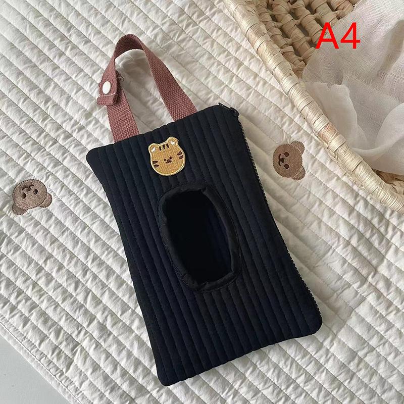 Cartoon Cute Tissue Box Travel Car Portable Handheld Storage Bag Towel Cover Newborn Hanging Bag For Cart Accessories 2024 New