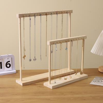 DIY Assembly Jewelry Rack Solid Wood Necklace Display Rack Large Capacity Collection Pendant Rack Ornaments Rack Props