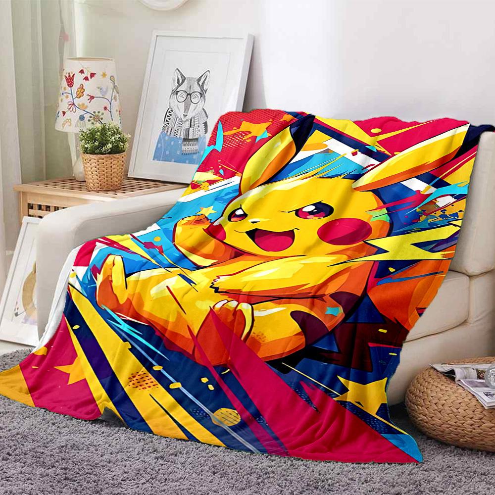 1pc Pikachu Energy Soft & Warm Flannel Blanket, Multi-Purpose Throw Blanket for Couch, Sofa, Office, Bed, Camping, Travel 137