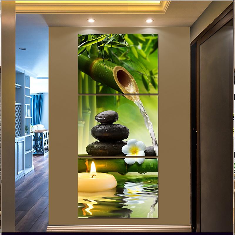 

3 шт., современная абстрактная настенная живопись на холсте, китайский стиль, дзен, камни, горящие свечи, бамбуковый плакат, печать, изображение для гостиной, домашний декор