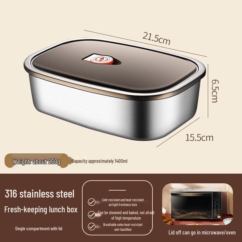 WuTuo 316 Stainless Steel Microwave-Safe Lunch Box