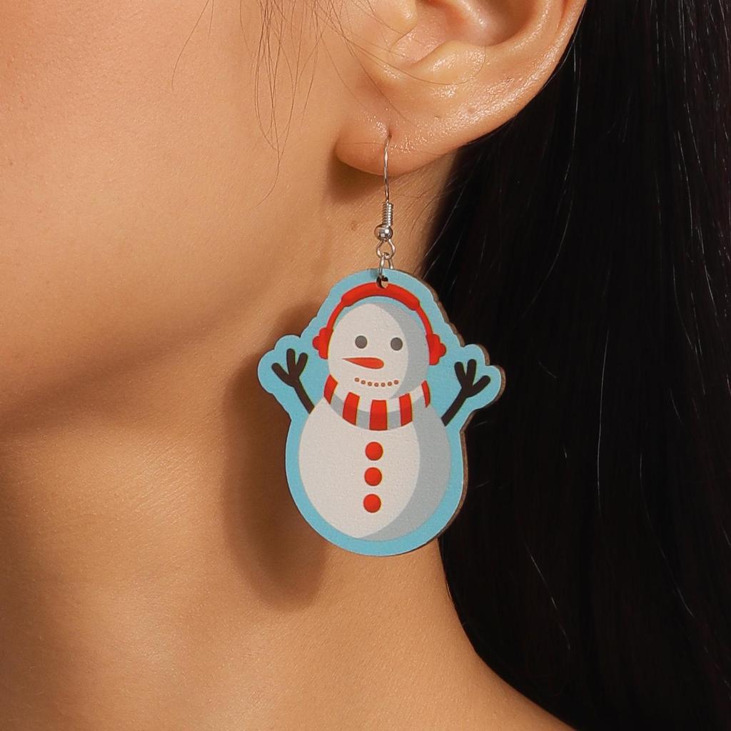 Festive Christmas Cartoon Earrings: Cute Santa & Snowman Dangles
