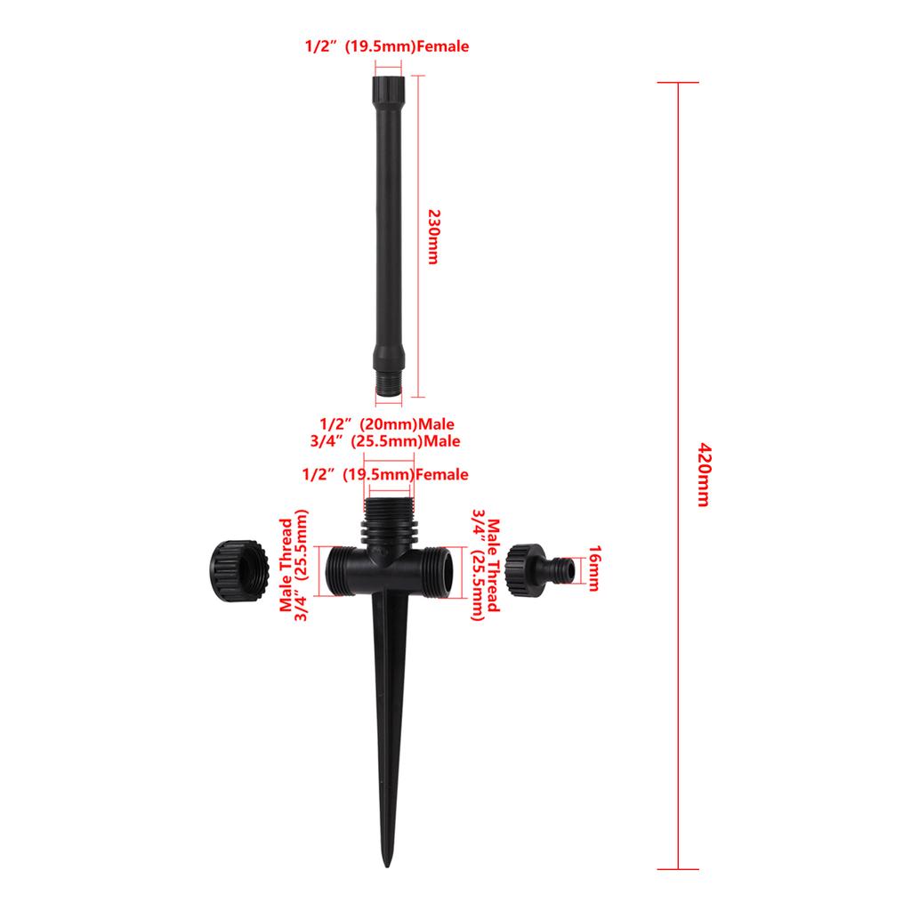 1/2" 3/4" Gewinde Garten Rasen Rotierende Bewässerungsregner Automatisch 360 Grad Landwirtschaft Schaukelregner Bewässerung Wasserdüse