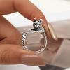 Dark Zinc Zinc Alloy Kitty Cat Opening Rings Vintage Cat Shape Ring Fashion Animal Delicate Rings  Men Women