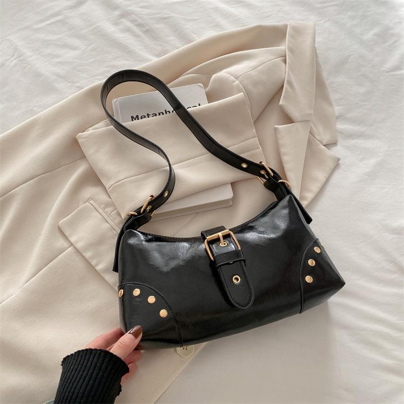 

Простая ретро сумка под мышкой 2025 новый модный тренд повседневная сумка через плечо текстурная сумка-мессенджер женская сумка чёрный