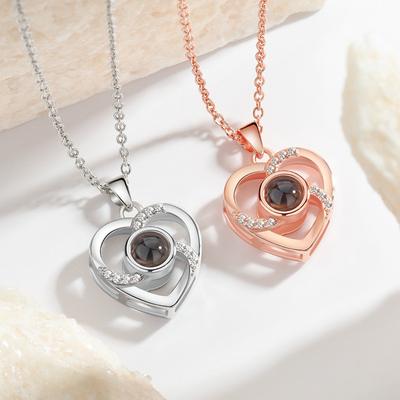 One Hundred Languages Projection Stone Pendant Necklace Woman, One Hundred Sentences I Love You Iloveyou Hollow Love Necklace