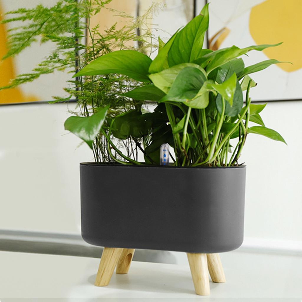 Self Watering Planter with Water Level Indicator Desktop Lazy Flowerpot Self Absorption Planter Pot for Home Office Decoration
