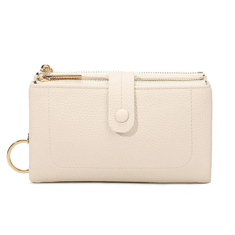 Kette Damen Geldbörse Minimalistisch Doppelreißverschluss Kurz Dreilagig Große Kapazität Geldbörse Kartenhalter Ausweishalter Kreditkartenhalter Geldsack