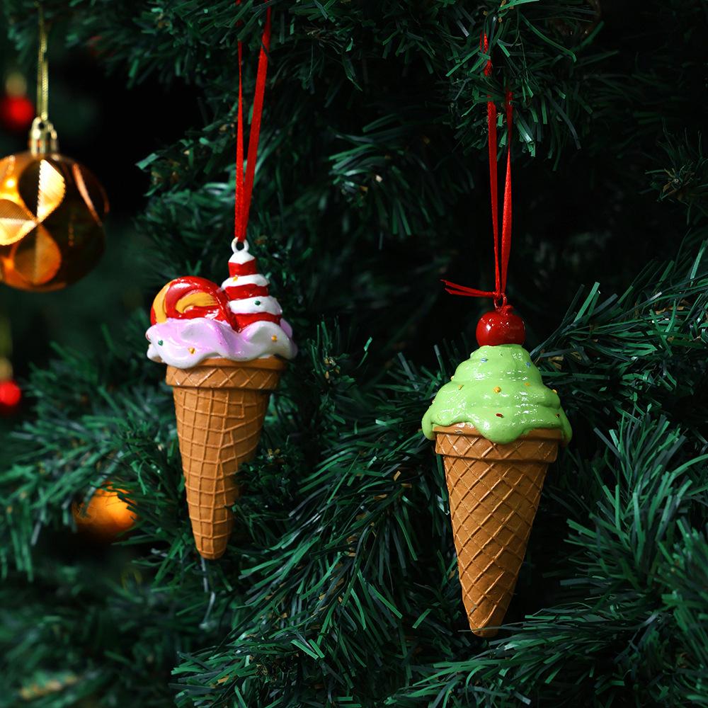 Handpicked Resin Ice Cream Ornament: Creative Christmas Scene Decoration with Free Shipping