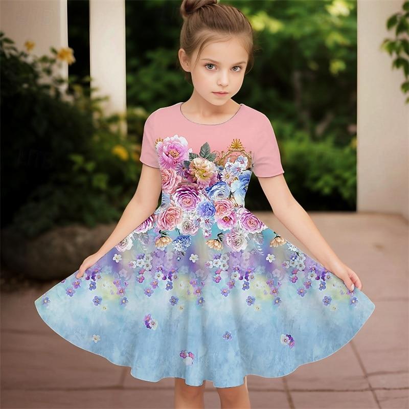 Children's Fashion Summer Casual Dresses Girls Party Dress Summer Kids Princess Beach Outfit Casual Nightgown