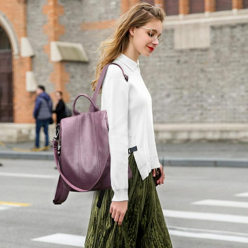 New Fashionable Backpack, Simple Women's Bag, Lightweight Backpack, Casual Travel, Large Capacity Soft Leather Backpack