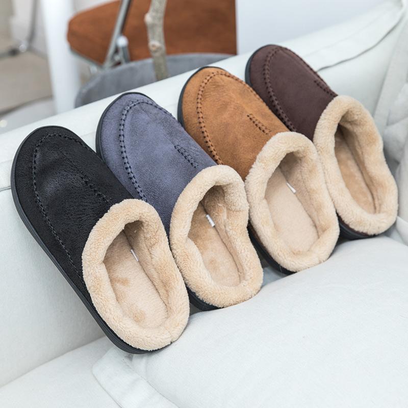 Warm Cotton Slippers for Men Shoes Winter Slipper Bathroom Home Soft Slippers Plush Non-slip Indoor Slippers Large Size 4950