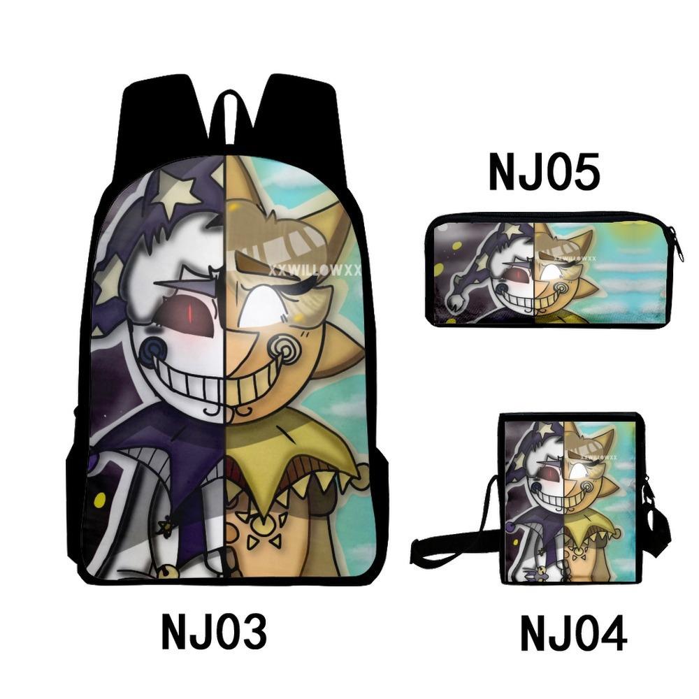 3Dsundropfnaf Backpack Student School Bag Crossbody Bag Pencil Bag Three-Piece Trend