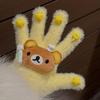 Women's Winter 2025 Retro Plaid Kitty Gloves: Warm Five-Finger Cycling Cold Protection