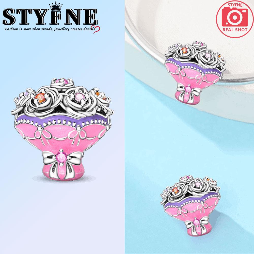 New Original 100% Copper Autumn Beaded Rose Romantic Wedding Charms Fit Women'S Bracelet Diy Jewelry Making