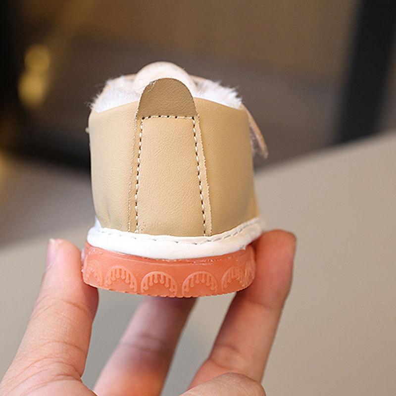 Squeaky Booties for 0-2 Years Old Fleece-Lined Thickened Baby Shoes with Soft Soles, Unisex Animal Graphic First Walkers