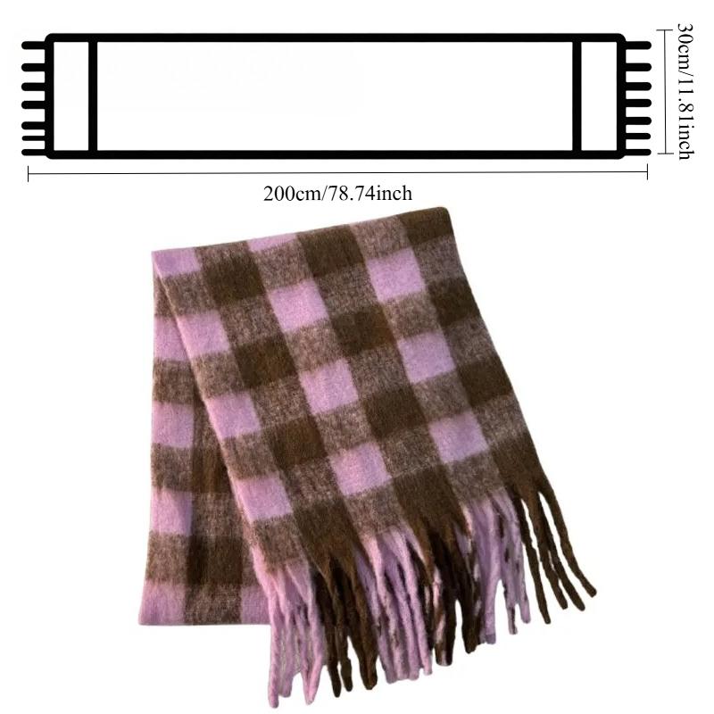 1-4pcs Thickened Plaid Scarf for Women Soft Warm Winter Windproof Wrap for Daily Outdoor Activities Versatile Fashion Accessory
