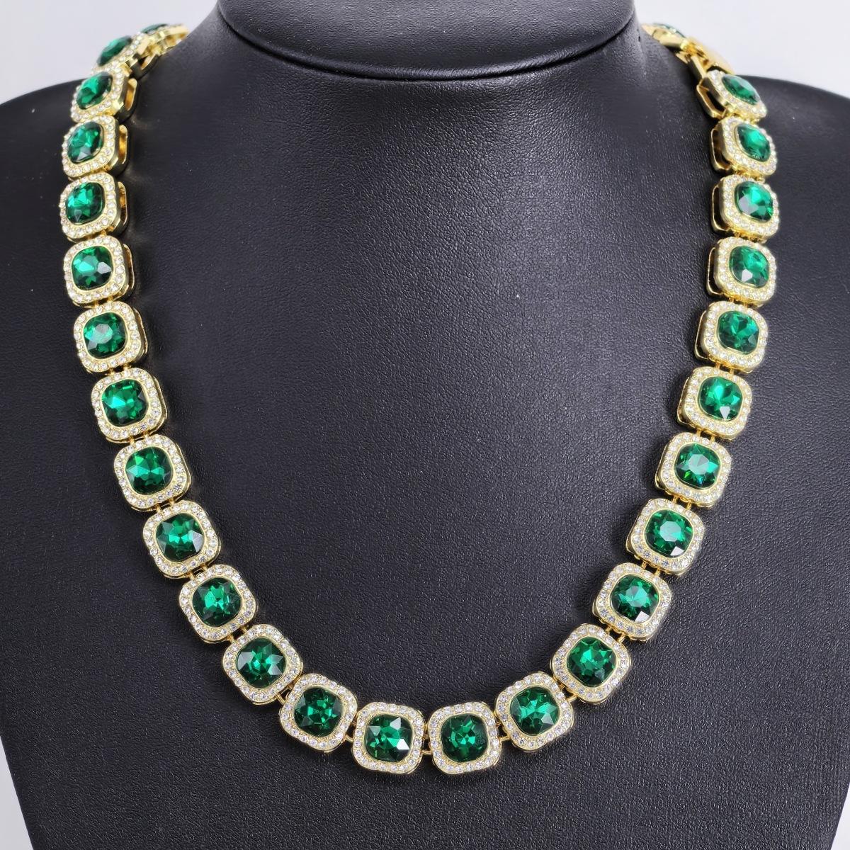 

Мужское квадратное стекло 12 мм кубинское ожерелье на руку рок сахар цепь хип-хоп тренд мужской сплав 55cm