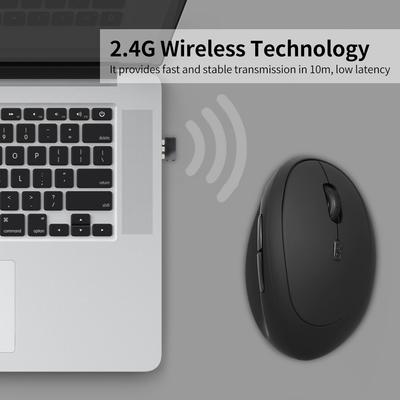 2,4G drahtlos oder verkabelt (wahlweise) Optische Vertikalmaus 6 Tasten Ergonomische Büromäuse 3-Gang-Einstellbare DPI Eingebaut
